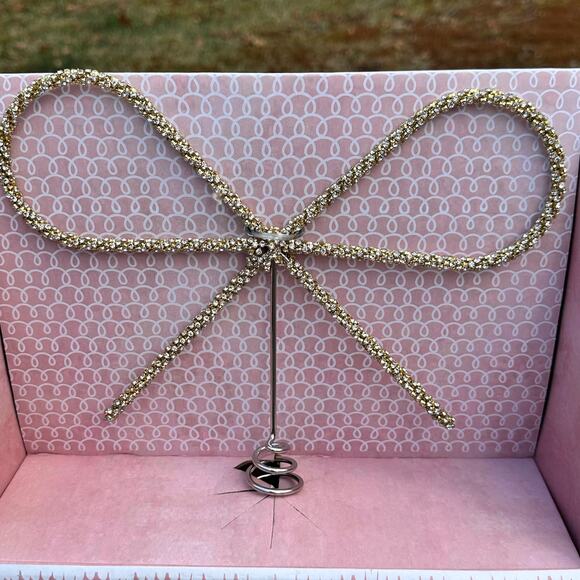 NEW Cupcakes and Cashmere Gold Crystal Bow Tree Topper Glam Holiday Decor NWT - Picture 1 of 16